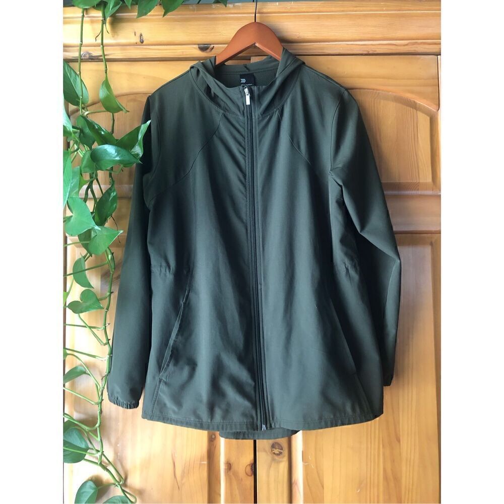 Women's All In Motion Zip Up Green Knit Sweat Jacket Size M